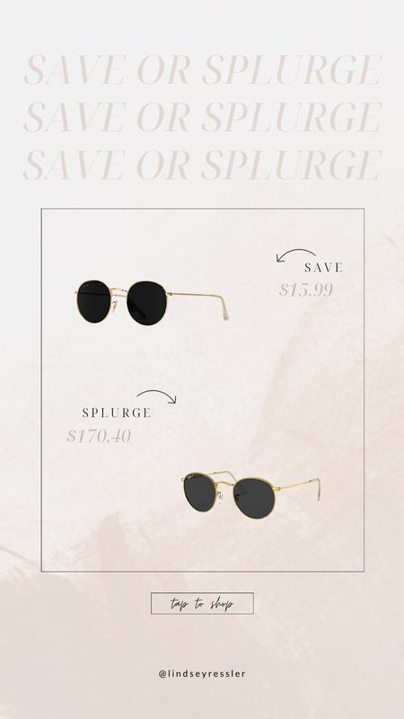 Save or Splurge: Ray Ban Sunglasses 

Amazon fashion, dupe, ray ban dupe, gold frame sunglasses

#LTKstyletip #LTKunder50 #LTKFind