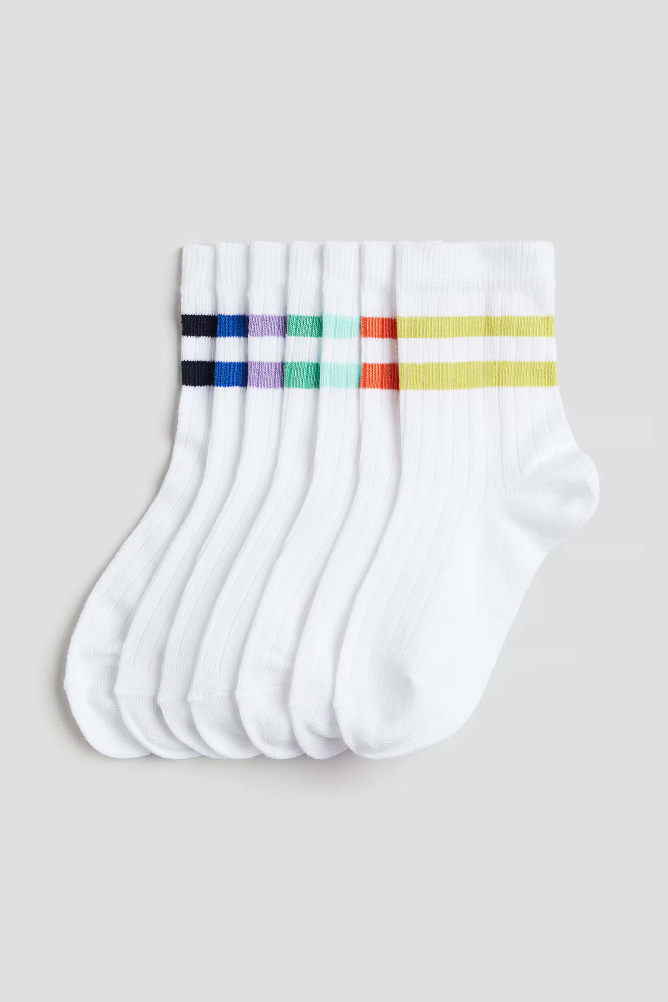 7-pack Rib-knit Socks - White/striped - Kids | H&M CA | H&M (US + CA)