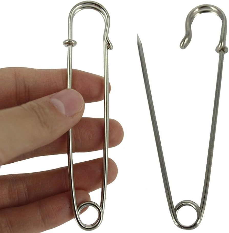 BESTCYC 10pcs 10.1cm x 22mm Silvery Extra Large Heavy Duty Safety Pins-Stainless Steel Safety Pin... | Amazon (US)