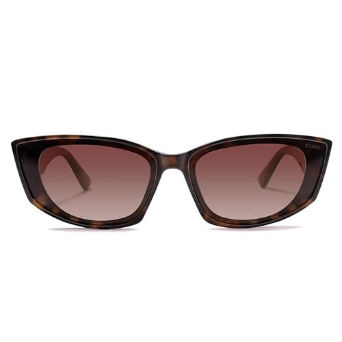 SOJOS Retro Cat Eye Polarized Sunglasses for Women Designer Inspired Sunnies UV400 Protection SJ2607 Tortoise/Gradient Pink | Amazon (US)