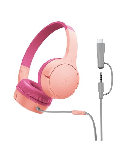 Belkin SoundForm Mini Kids Wired Headphones w/USB C to 3.5mm Dongle, Built-in Mic & Fun Stickers,... | Amazon (US)