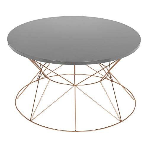 Kate and Laurel Mendel Round Metal Coffee Table, Gray Top with Rose Gold Base | Amazon (US)
