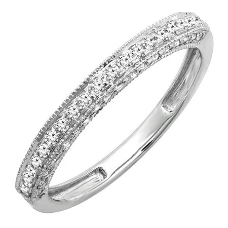 Dazzlingrock Collection DGLA CERTIFIED Round White Diamond Wedding Enhancer Guard band for Women (0.40 ctw Color I-J Clarity I2-I3) in 10K White Gold Size 7 | Walmart (US)
