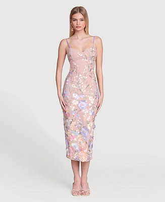 Women's Floral Applique Embroidered Midi Dress | Macy's