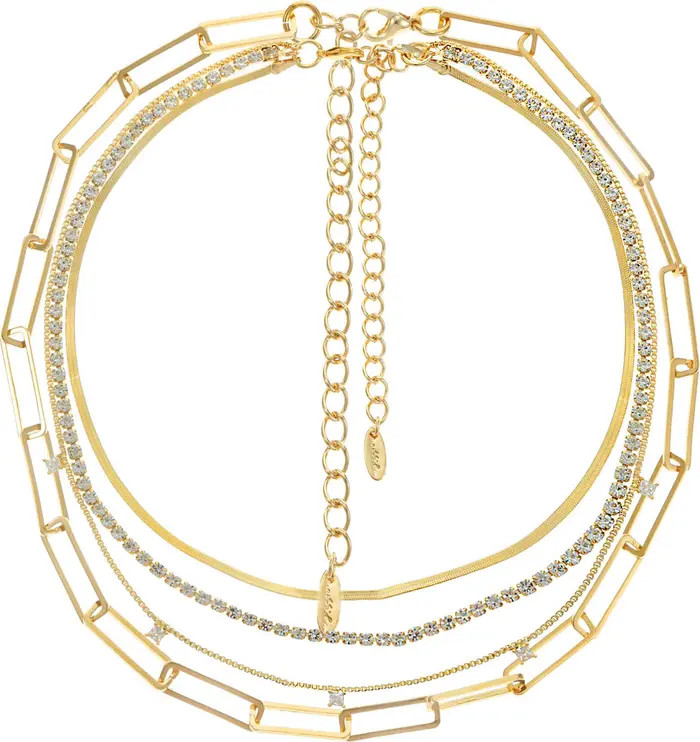 Set of 4 Crystal & Chain Link Necklaces | Nordstrom