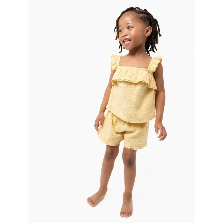 Modern Moments by Gerber Toddler Girl Top and Short Outfit Set, 2-Piece, Sizes 12M-5T | Walmart (US)