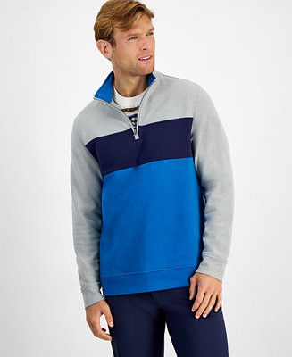 Club Room Men's Quarter-Zip Colorblocked Fleece Sweater, Created for Macy's - Macy's | Macy's