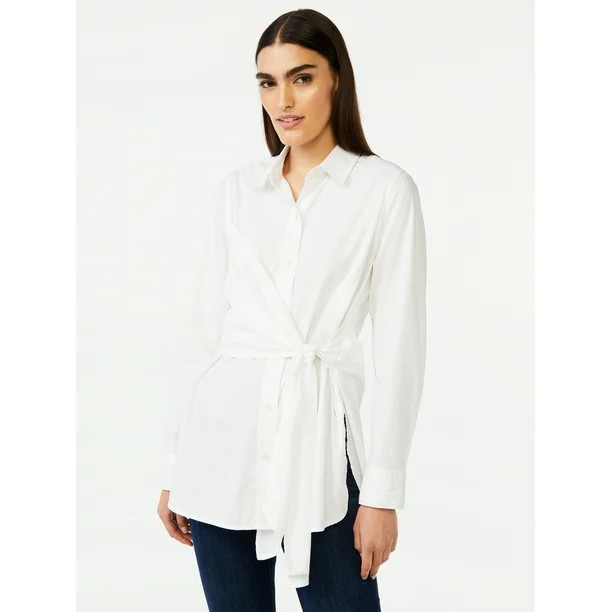 Free Assembly Women's Button-Down Wrap Tunic Top - Walmart.com | Walmart (US)
