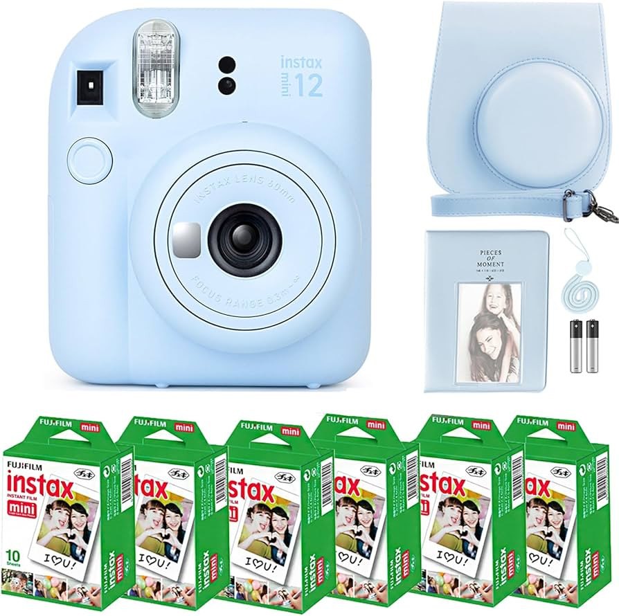 Fujifilm Instax Mini 12 Instant Camera Pastel Blue and Fuji Film Value Pack (60 Sheets) Bundle wi... | Amazon (US)