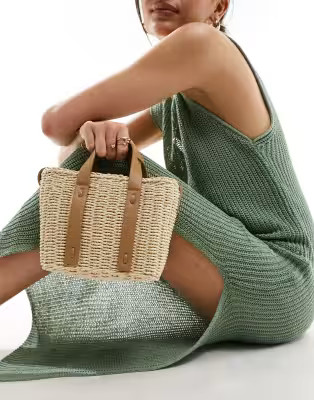 South Beach cross body basket bag in beige | ASOS (Global)