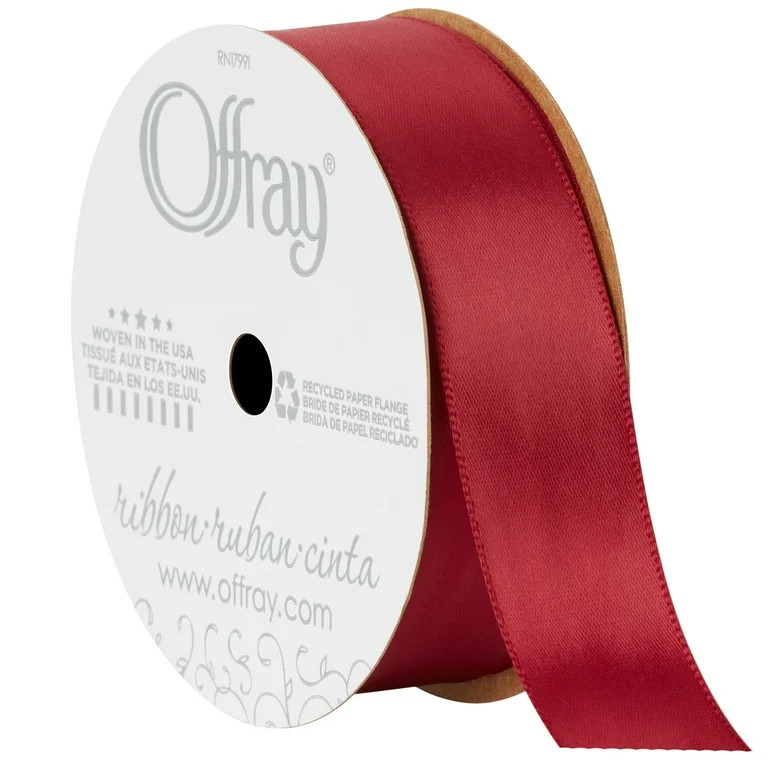 Offray Ribbon, Wine Red 7/8 inch Single Face Satin Polyester Ribbon, 18 feet - Walmart.com | Walmart (US)