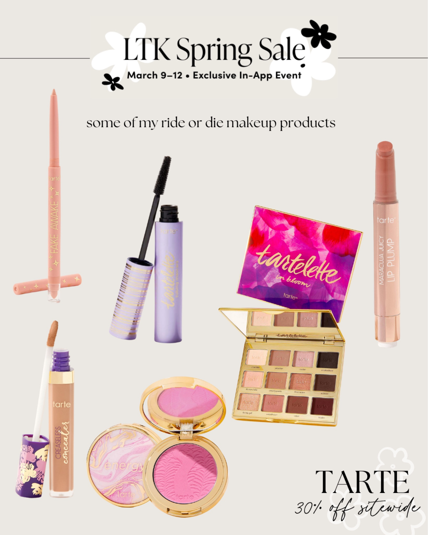 Tarte 30% off site wide!! Copy code below on product! LTK Spring Sale! 

Tarte cosmetics 

#LTKSale #LTKFind #LTKbeauty