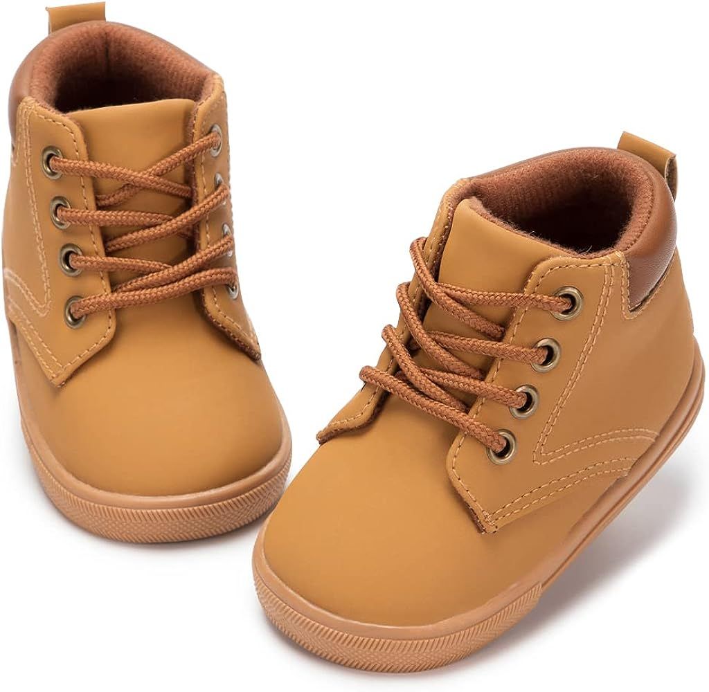 Amazon.com: Casazoe Boys Girls Leather Casual Boots Toddler Outdoor Mid Top Dress Shoes Lace Up N... | Amazon (US)