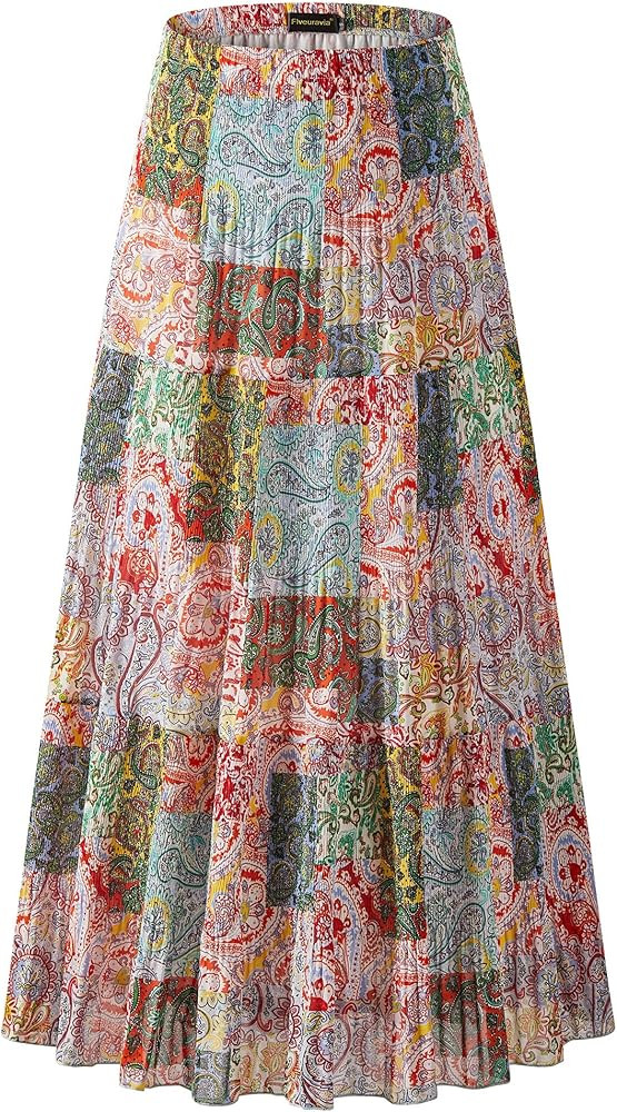 Boho Maxi Skirt for Women - High-Waist Double-Layer Chiffon, Non-See-Through & Flowy (S-XXL) | Amazon (US)