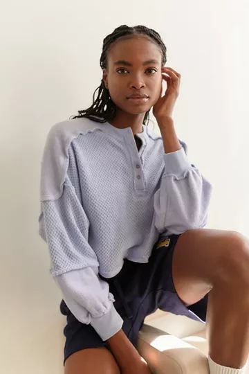 Out From Under Mel Cozy Pieced Henley Top | Urban Outfitters (US and RoW)