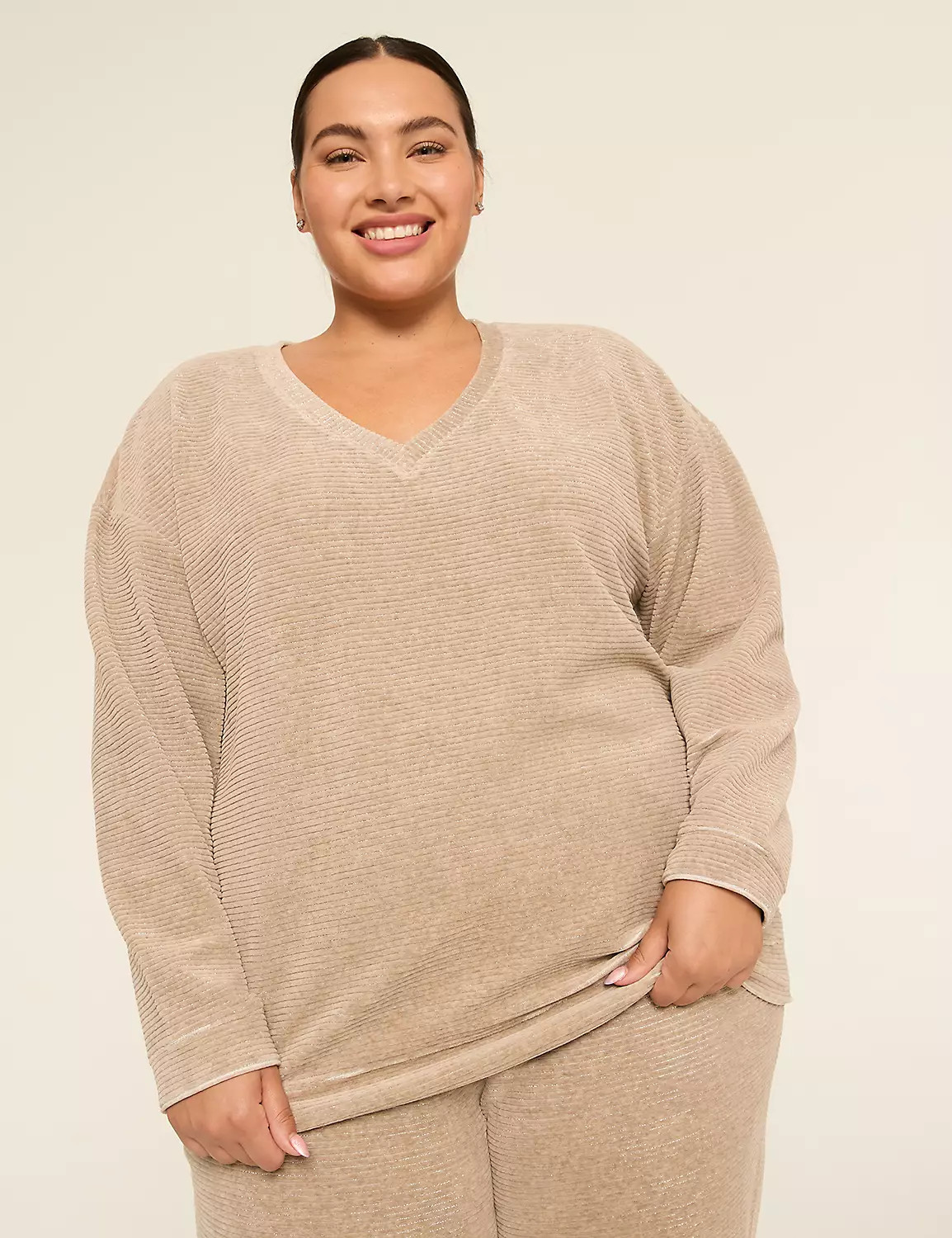 LIVI Velvet V-Neck Sweatshirt | Lane Bryant (US)