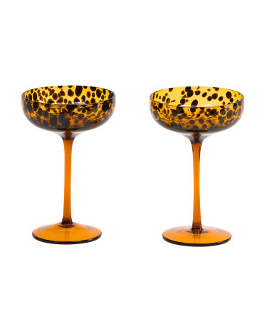 Set Of 2 Leopard Coupe Glasses | TJ Maxx