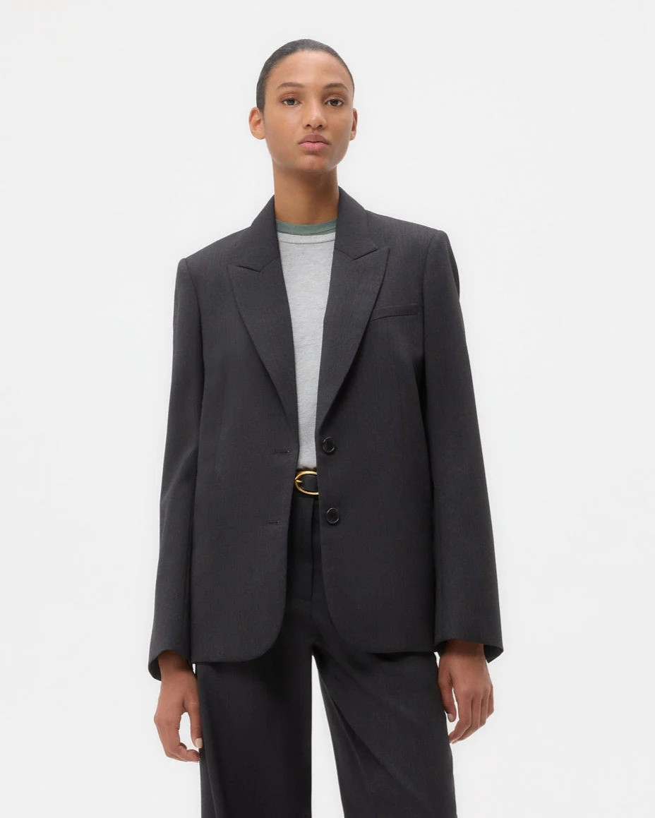 Perfect Boyfriend Blazer in Micro Herringbone Wool Suiting | TWP