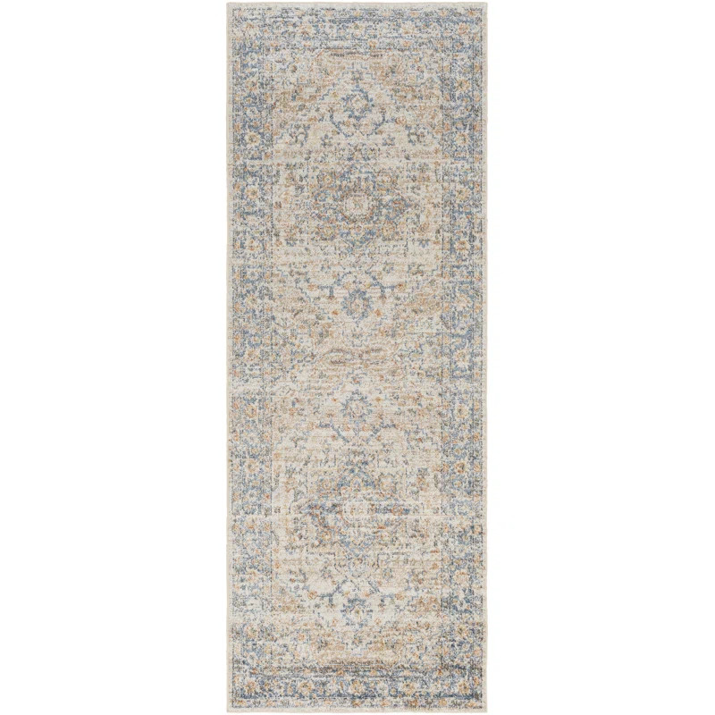 Weber Machine Washable Oriental Ivory/Blue Area Rug | Wayfair North America