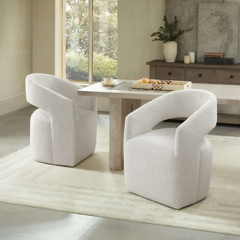 CHITA Modern Dining Chair with Caster Wheels & Open Back, Upholstered Dining Room Chairs, Perform... | Walmart (US)