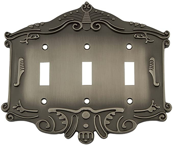 Nostalgic Warehouse 719796 Victorian Switch Plate with Triple Toggle, Antique Pewter | Amazon (US)