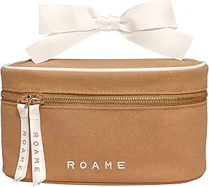 Roame Everyday Vanity Bag – Elegant Canvas Cosmetic Travel Bag with Zipper, Spacious Toiletry O... | Amazon (US)