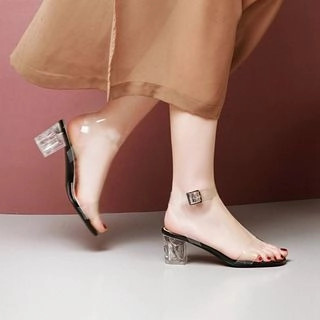 Transparent Strap Chunky-Heel Sandals | YesStyle Global
