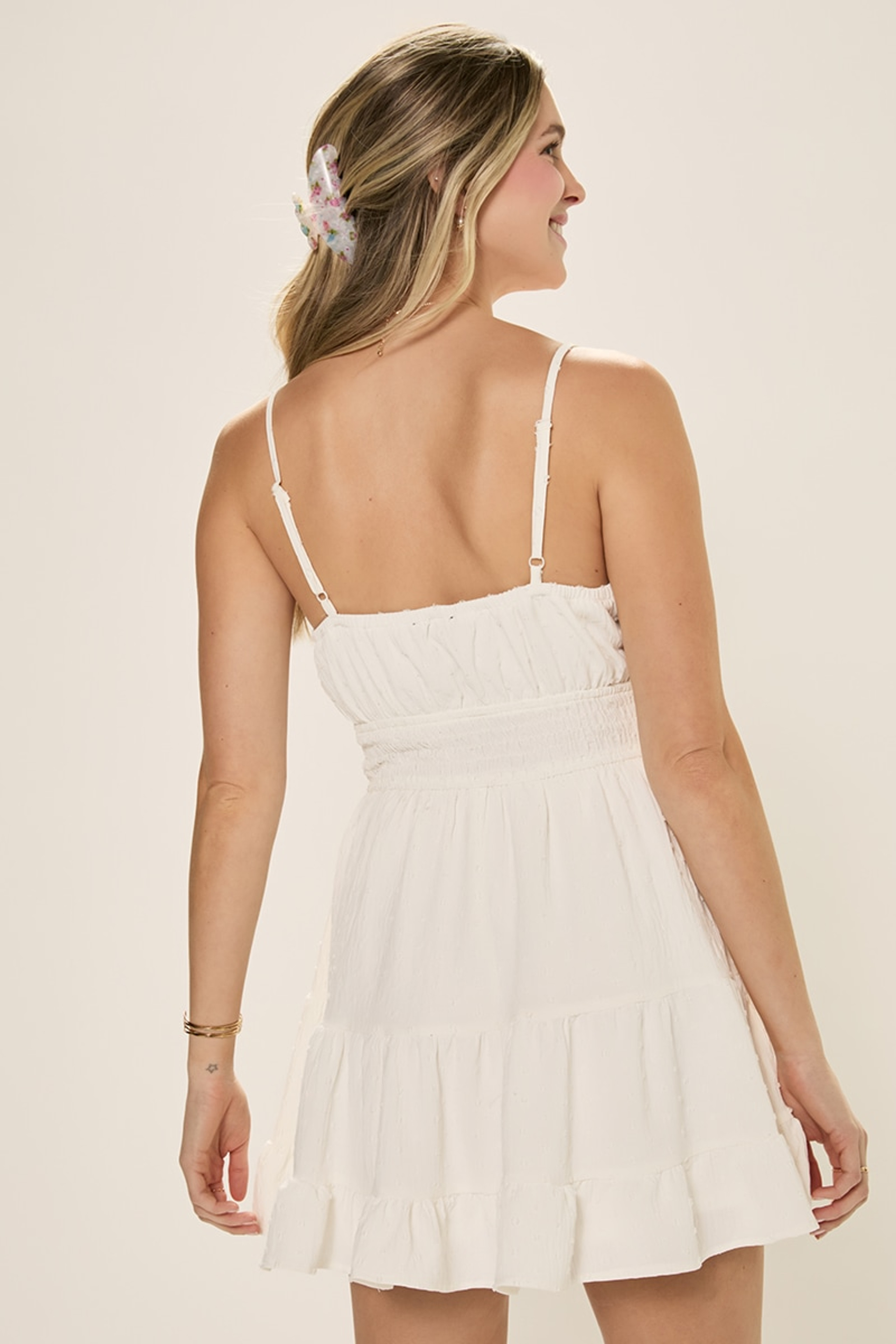 Jane Tie Front Smocked Mini Dress | Francesca's