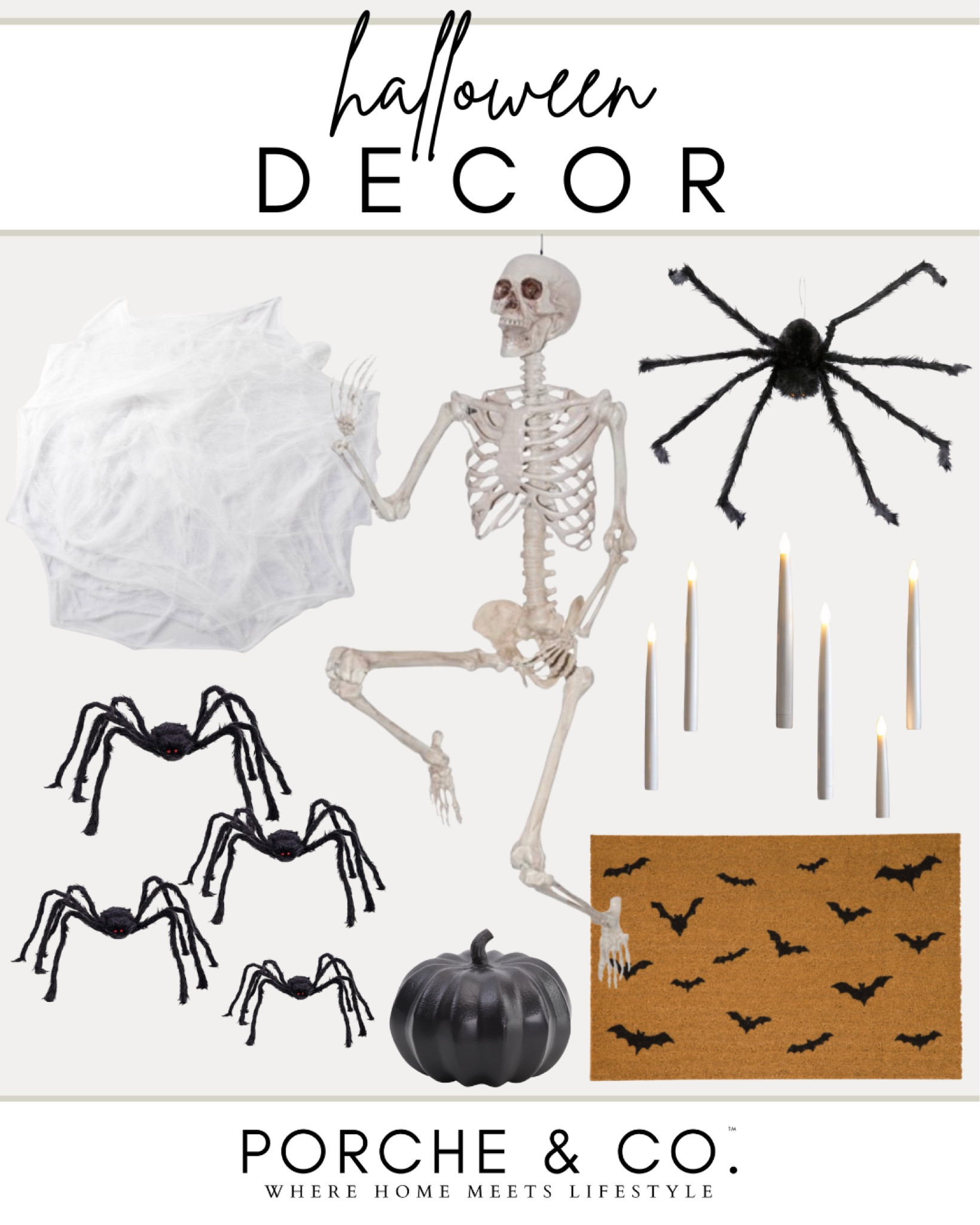 Halloween decor, Halloween decorations, Halloween doormat, porch decor, outdoor decor, pumpkins, faux pumpkins, spider decor, skeleton decor #halloweendecor #falldecor 

#LTKhome #LTKHalloween #LTKSeasonal