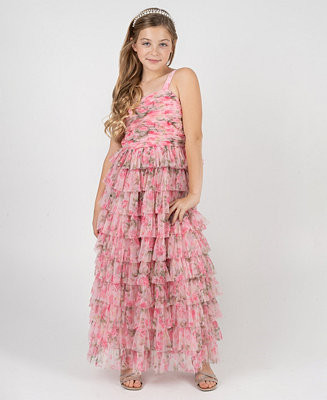 Girls 7-16 Printed Mesh Pleated Body Dress | Macy's