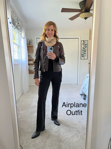 Airport outfit for travel to Paris. Wearing my leather jacket since it’s my bulkiest piece. Everything else is comfy and cozy.

Leather jacket (mine is last year’s color): Size 6
Top: M (I sized up)
Pants: S
Shoes: 9 (TTS)

#LTKtravel #LTKstyletip #LTKfit