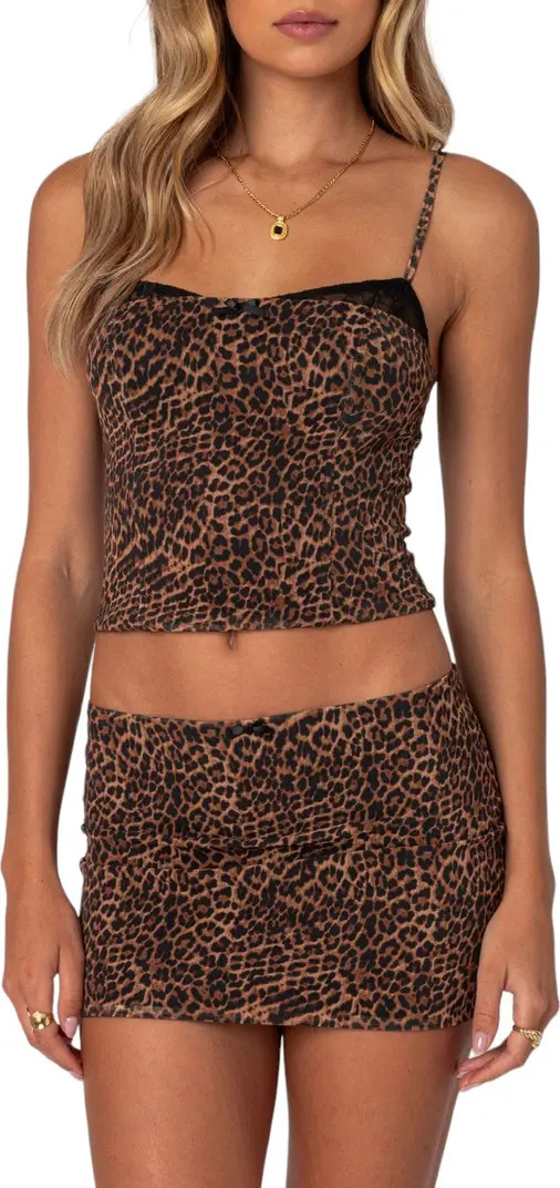 EDIKTED Edin Leopard Print Mesh Camisole | Nordstrom | Nordstrom