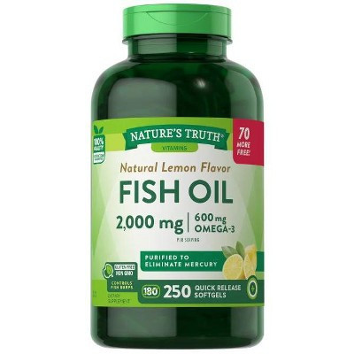 Nature's Truth Fish Oil 2000mg | Natural Lemon Flavor | 250 Softgels | Target