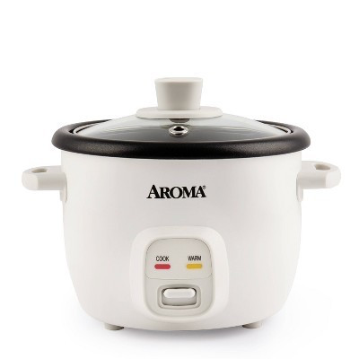 Aroma 4 Cup Pot Style Rice Cooker White: Nonstick, Stay-Cool Handles, 1 Setting, 250W, Includes Glass Lid & Manual | Target