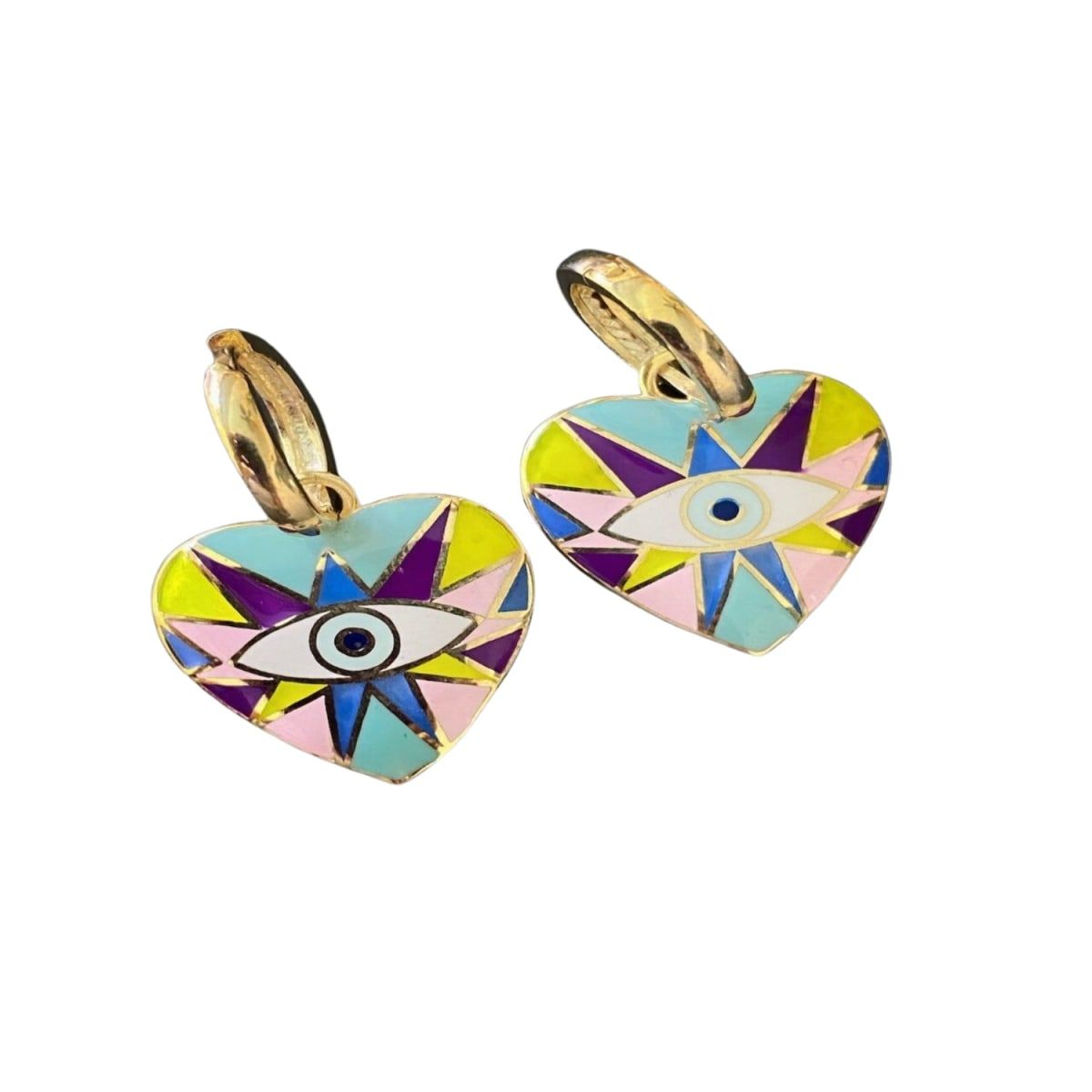 Eye Of Heart Colorful Earrings - Gold | Wolf & Badger (US)
