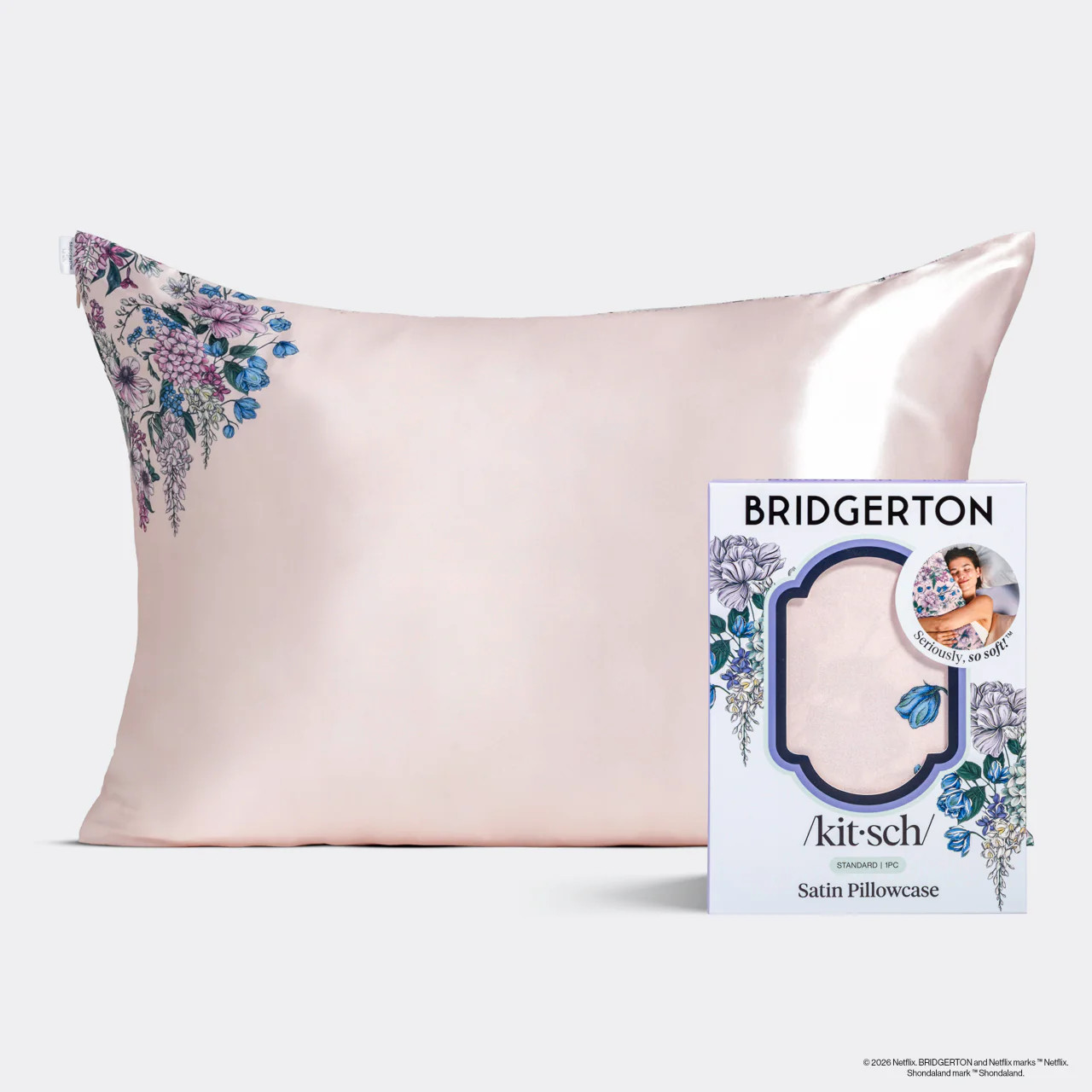 Bridgerton x Kitsch Satin Pillowcase in Wisteria | Kitsch