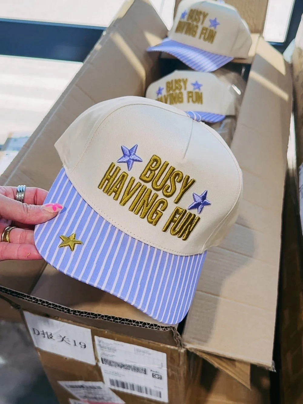 ETTA OG | busy having fun trucker hat - lilac stripe | Etta+East