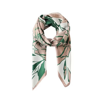 Anna-Kaci Women's Floral Print Square Scarf with Silky Fabric Lightweight Accessory for Layering and Styling - 35.5*35.5in, Green Pink | Target