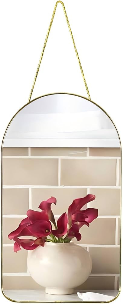 Funerom Small Decorative Arched Wall Mirror with Gold Frame, 15.8 x 9 inches, Small Modern Hangin... | Amazon (US)