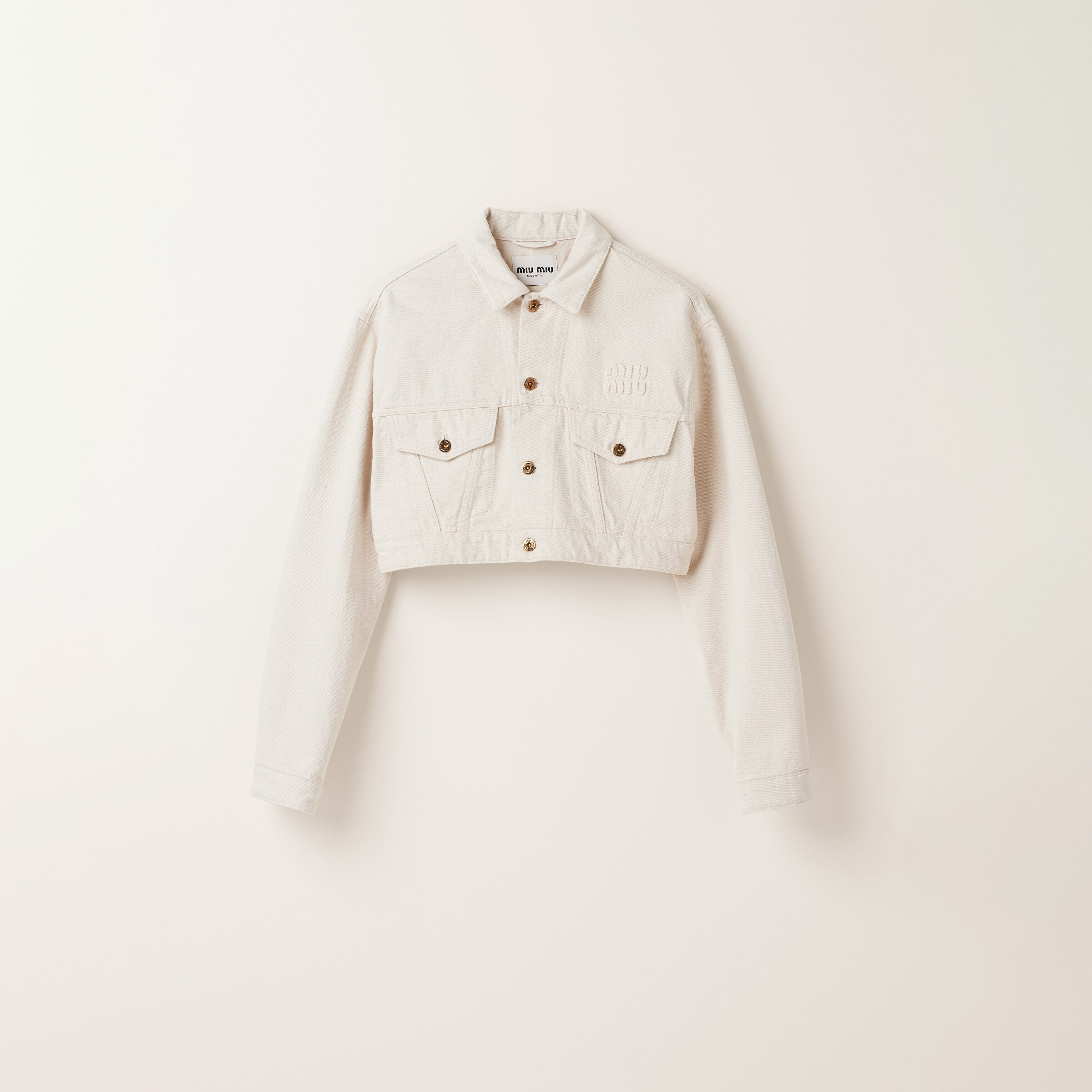 Ecru Ecru Denim Jacket | Miu Miu | Miu Miu US