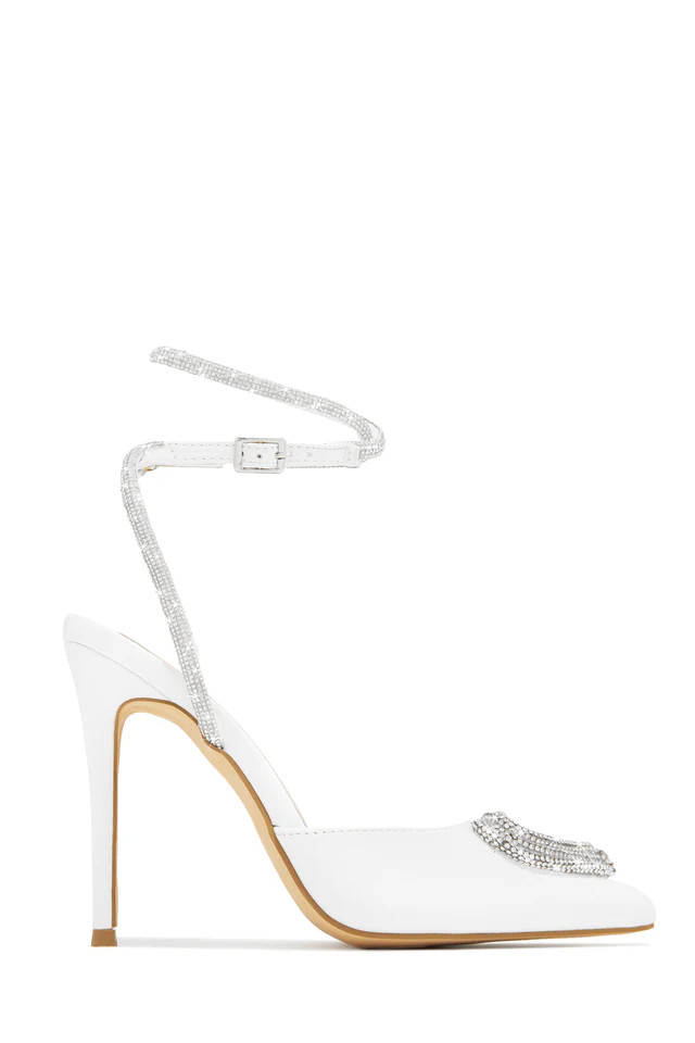 Miss Lola | All For Love Clear Heart Embellished High Heels | MISS LOLA