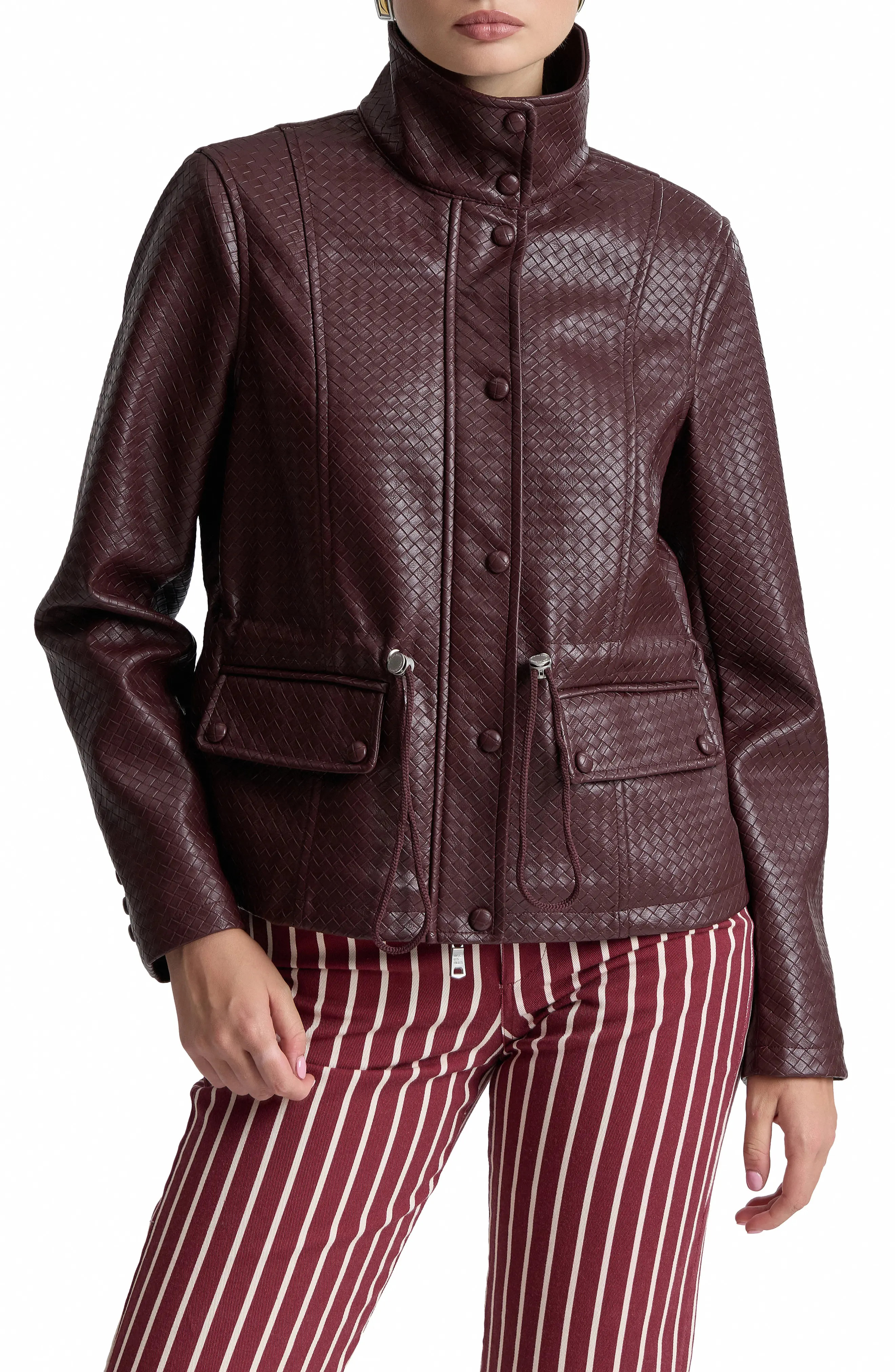 Avec Les Filles Woven Faux Leather Jacket (Women) | Nordstrom | Nordstrom