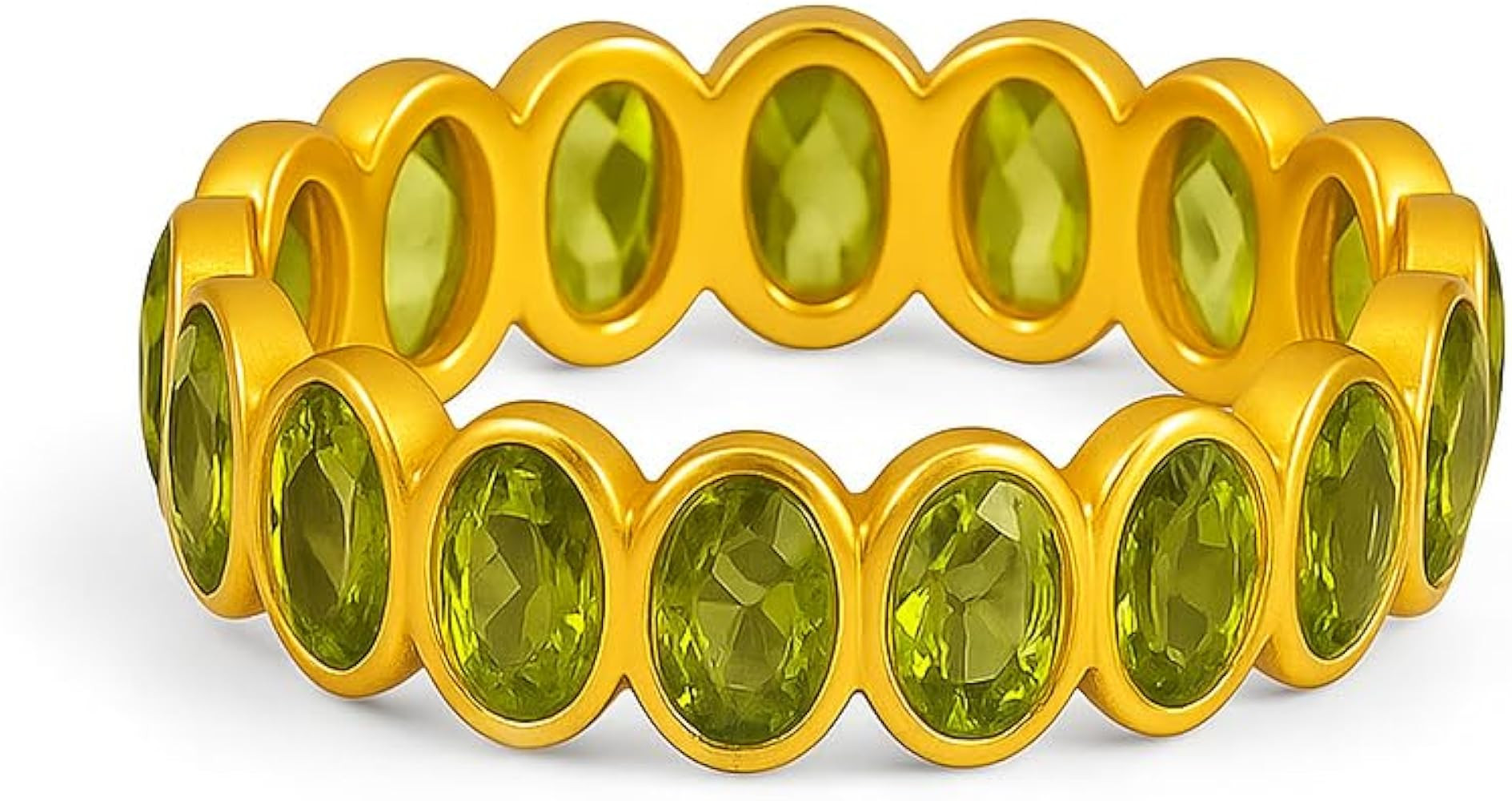 14K Yellow Gold Plated Peridot Eternity Band Oval Cut Green Gemstone Full Eternity Ring Dainty St... | Amazon (US)