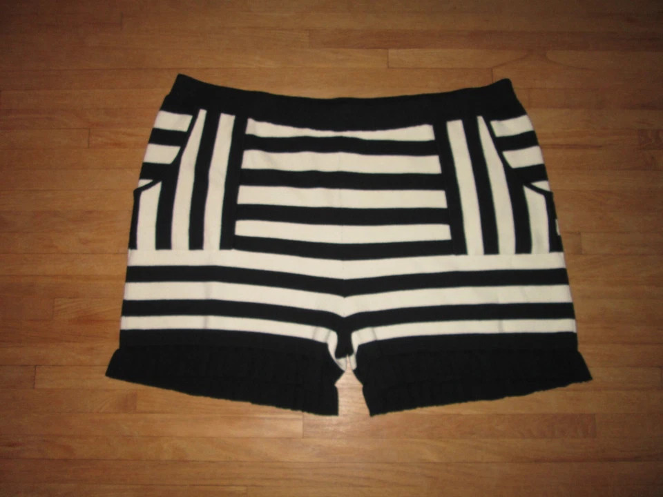 VICTOR GLEMAUD Target Black &amp; White Striped Knit High Rise Ruffled Shorts Sz 3X  | eBay | eBay US