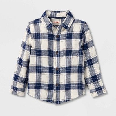 Toddler Boys' Long Sleeve Flannel Button Up Shirt - Cat & Jack™ | Target