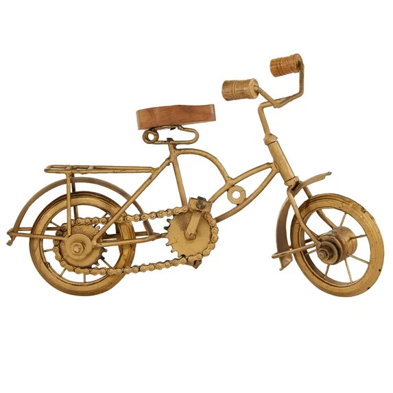 11" x 8" Gold Metal Bike Sculpture with Wood Accents, by DecMode | Walmart (US)