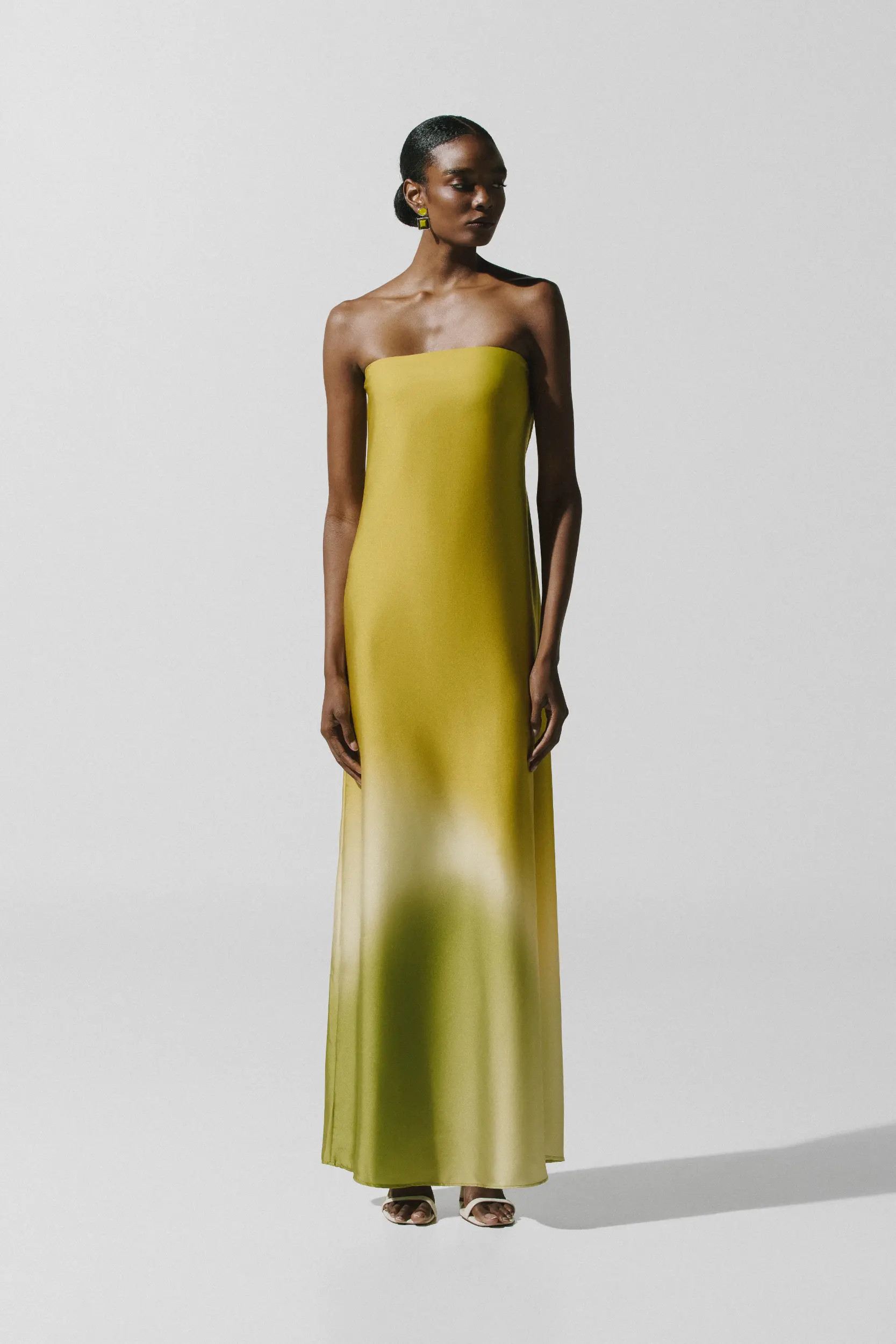 Lola Maxi Dress Green in Satin - High Summer 26 | BAOBAB INT