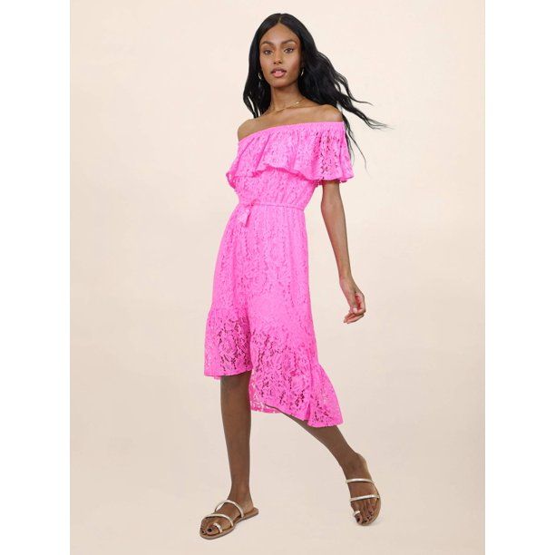 Scoop Women’s Off-The-Shoulder High Low Lace Dress | Walmart (US)