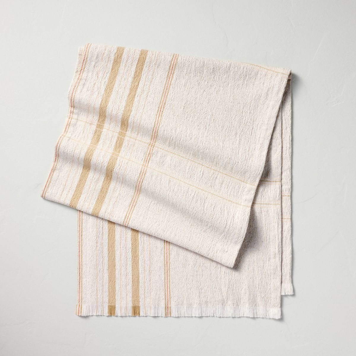 20"x90" Offset Plaid Woven Table Runner Light Tan/Blush - Hearth & Hand™ with Magnolia | Target