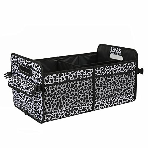 AOKJOY Car Trunk Organizer Car Storage Organizer Collapsible Multi Compartment Car Organizer Adjustable Straps Car Organizer for SUV(Cow) | Amazon (US)